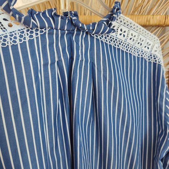 Sandro Daniela Striped Lace-Sleeve Top - Picture 12 of 12